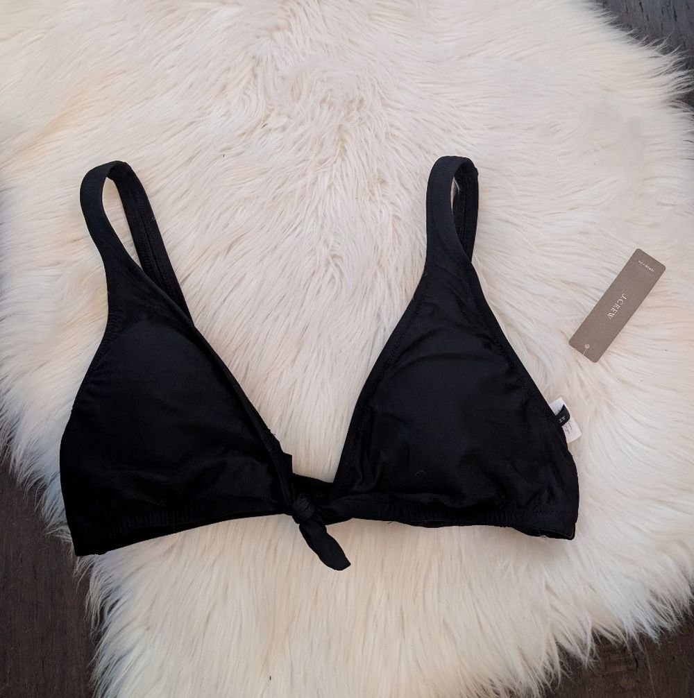 NWT NEW J.Crew Tie Front Black Triangle Bikini Top ONLY S Small